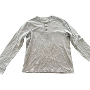 Sonoma Men's Waffle Knit Shirt Size XL Henley Thermal Long Sleeve - Beige / Tan